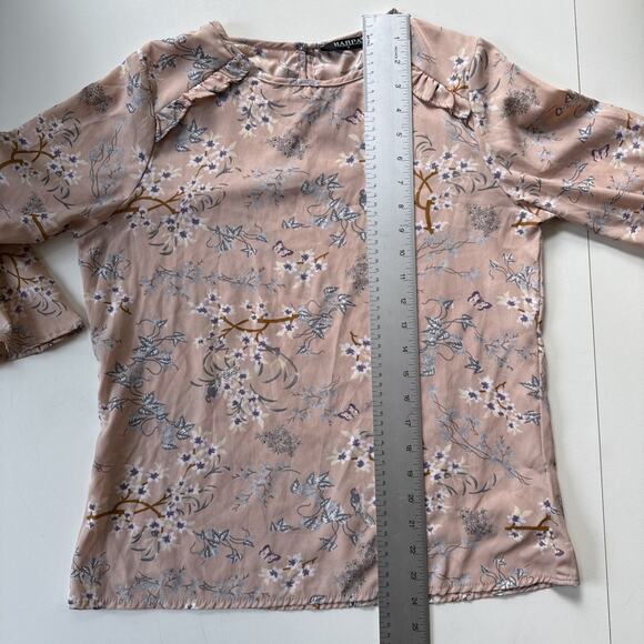 Harpa Peach Pink Floral Bell Sleeve‎ Blouse Boho Romantic Top Size Medium - Picture 12 of 12